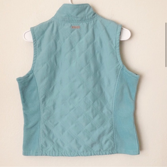 Columbia Vertex Quilted Down Blue Fleece Zip Up Vest Size Small - Picture 4 of 9